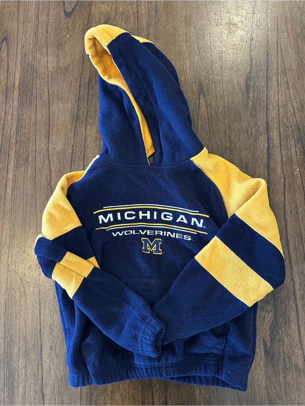 Vintage Starter Michigan Wolverines Kids Fleece Hoodie Navy Maize Size 8